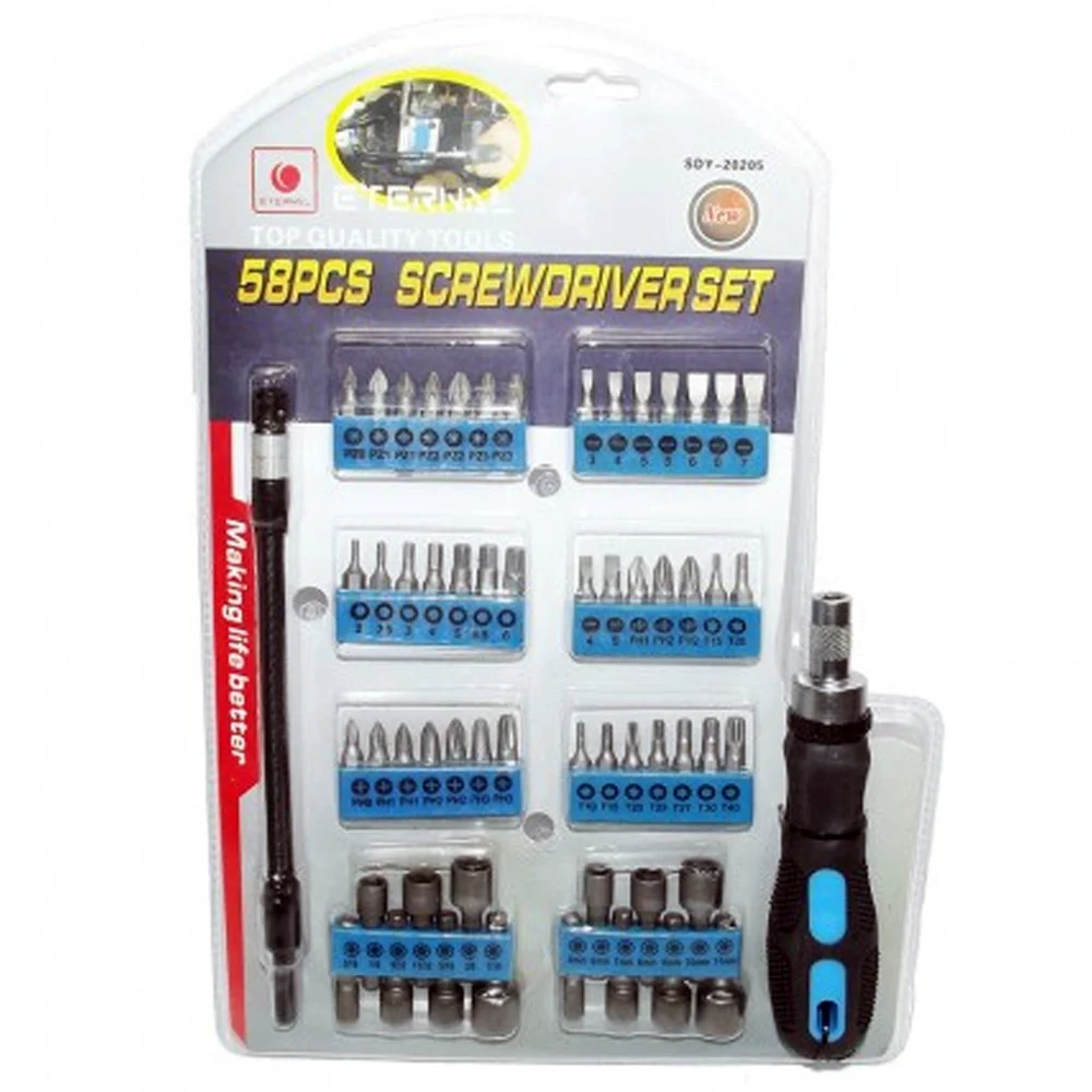 KIT SET 58 PEZZI TORX CACCIAVITI PUNTE INSERTI BUSSOLA PH PZ INTERCAMBIABILI - TrAdE Shop Traesio