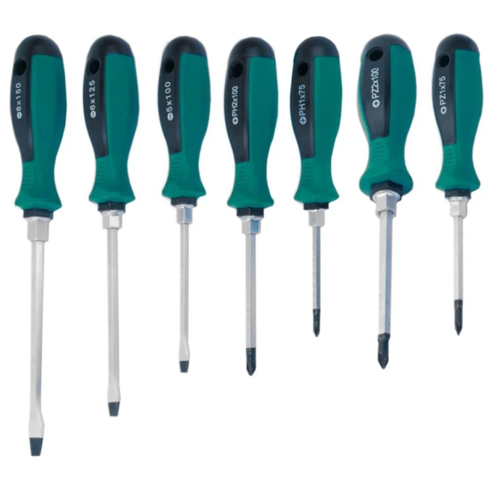 KIT SET 7 CACCIAVITI CACCIAVITE IMPATTO BATTENTE TAGLIO CROCE CON MANICO CR-V