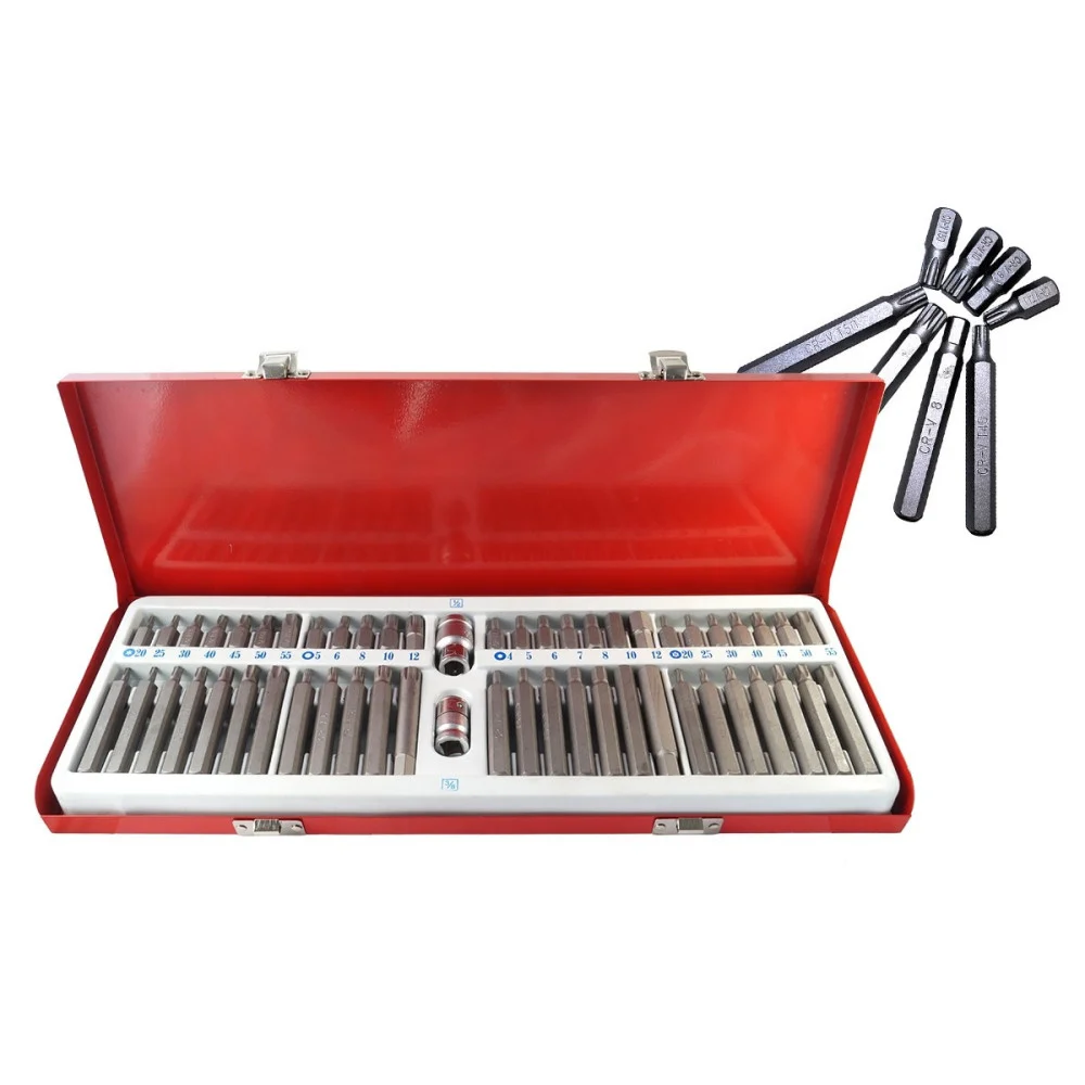 KIT SET INSERTI CHIAVI BUSSOLE CHIAVI TORX HEX 1/2" 3/8" PROFESSIONALE 54 PZ - TrAdE Shop Traesio