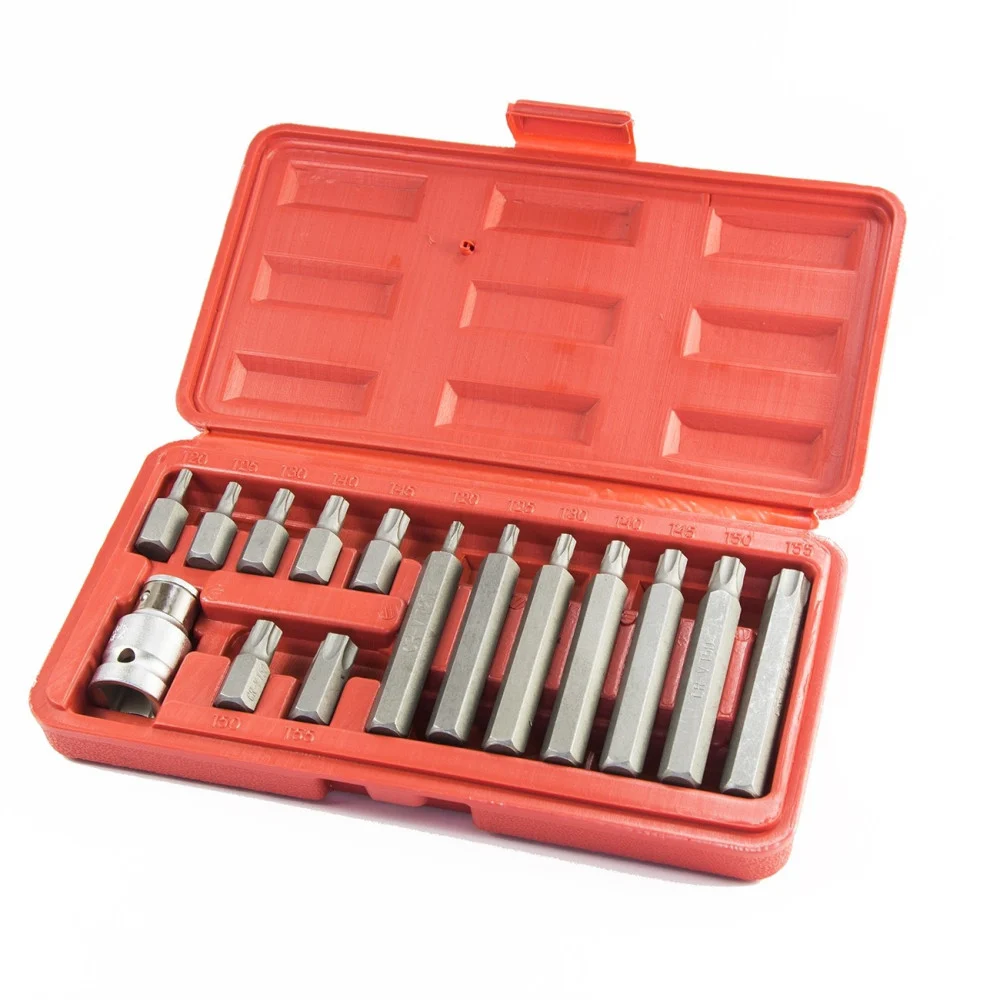 KIT SET INSERTI CHIAVI BUSSOLE TORX 15 PZ HEX 1/2" H10 PROFESSIONALE 15 PZ TORX - TrAdE Shop Traesio