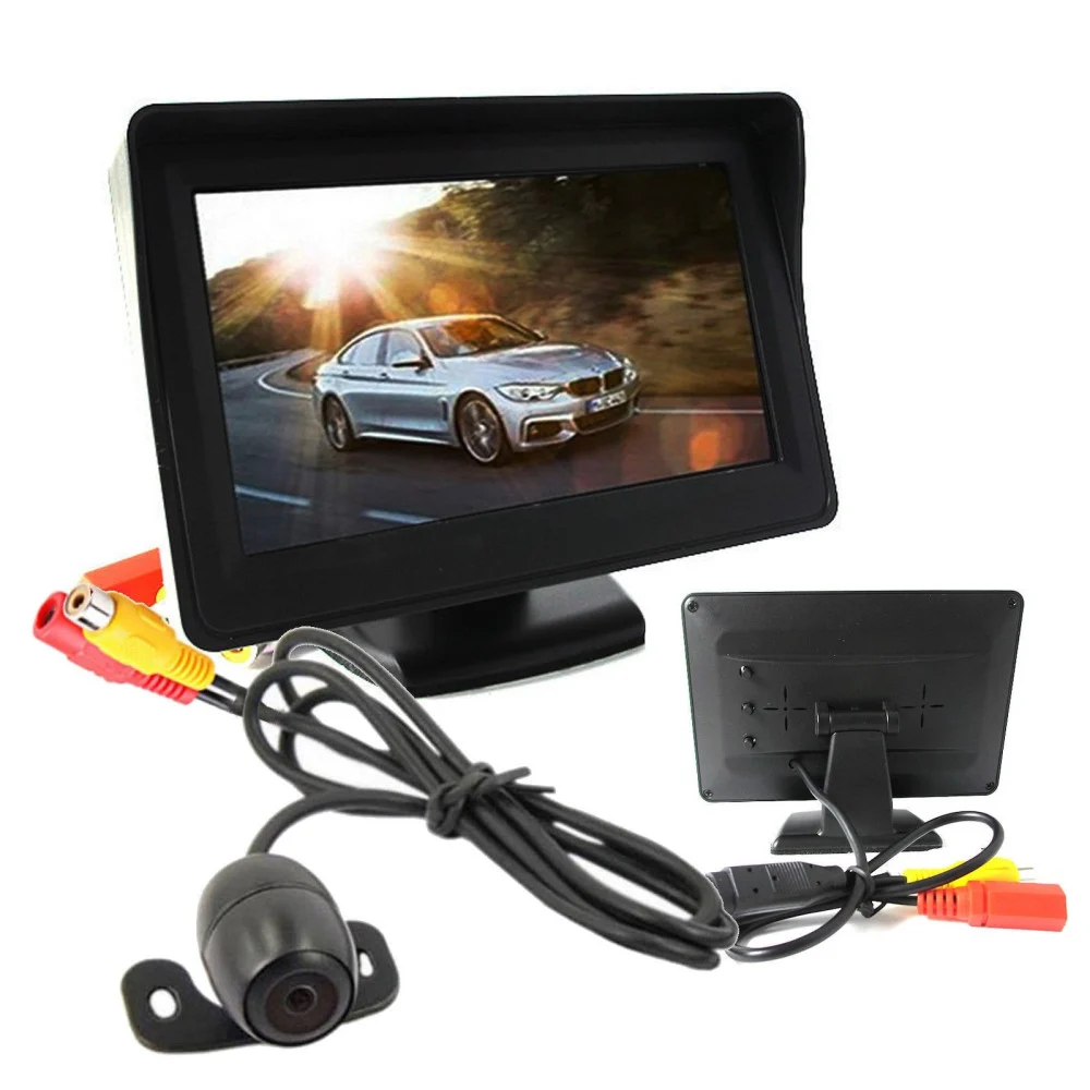 KIT TELECAMERA RETROMARCIA MONITOR 4,3" TFT LCD STAFFATA CABLATA AUTO CAMPER - TrAdE Shop Traesio