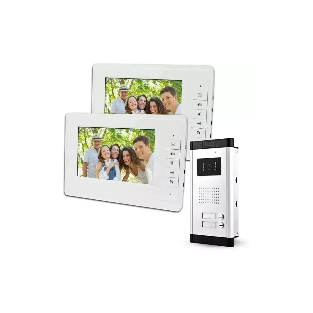 KIT VIDEO CITOFONO BIFAMILIARE REGISTRA TELECAMERA IR 2 MONITOR 7" LCD COLORI - TrAdE Shop Traesio