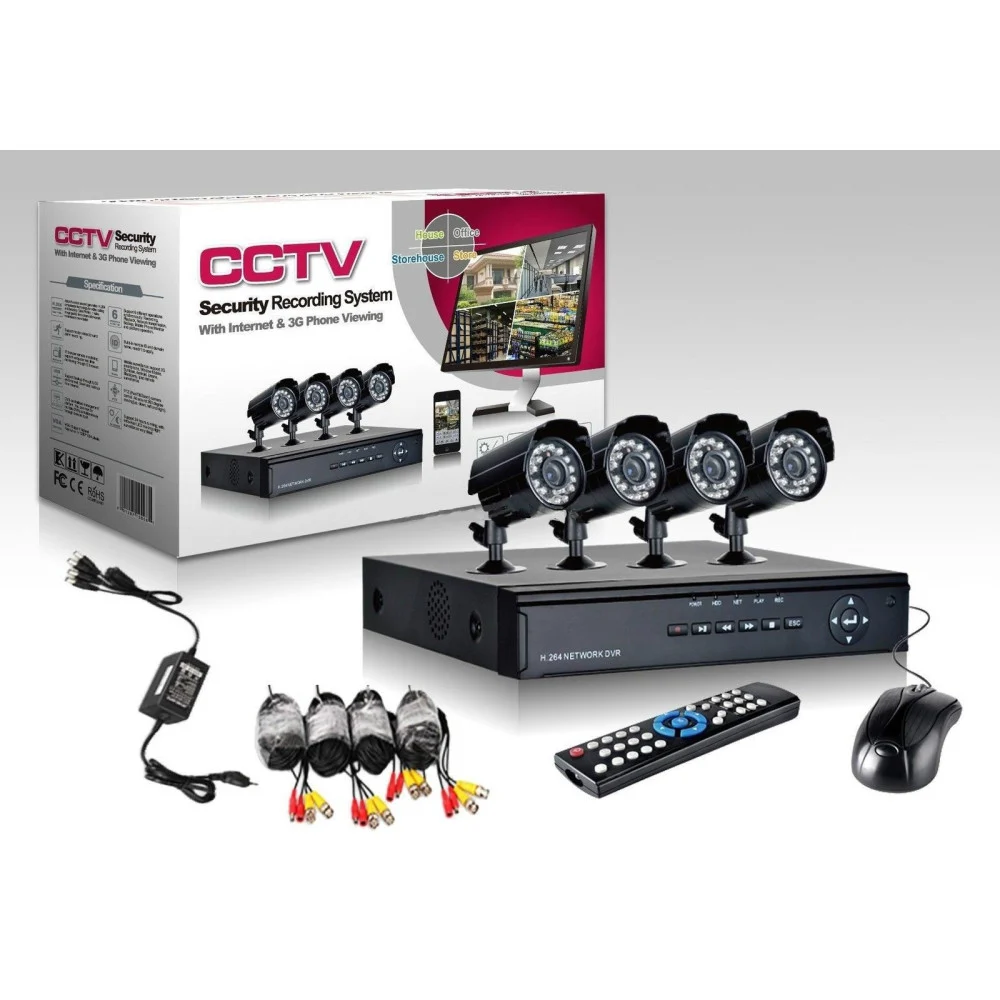 KIT VIDEOSORVEGLIANZA CCD DVR 4 CANALI TELECAMERA INFRAROSSI IR 24 LED LAN 3G - TrAdE Shop Traesio