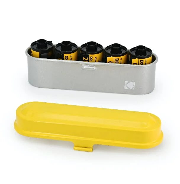 KODAK 35mm Film Case for 5 Rolls Compact Retro Steel Yellow