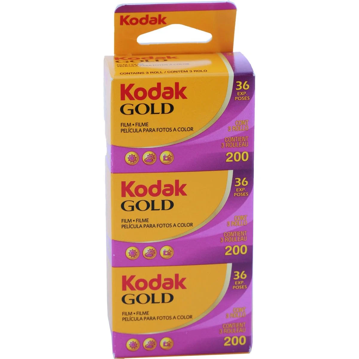Kodak Gold 200 película negativa en color 35 mm 36 exposiciones 3 rollos