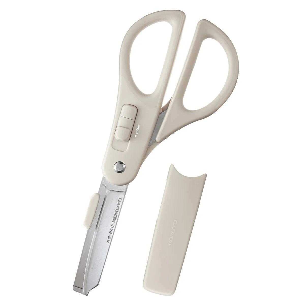 KOKUYO Forbici 2 in 1 con apriscatole lama senza colla grigio chiaro P412LM