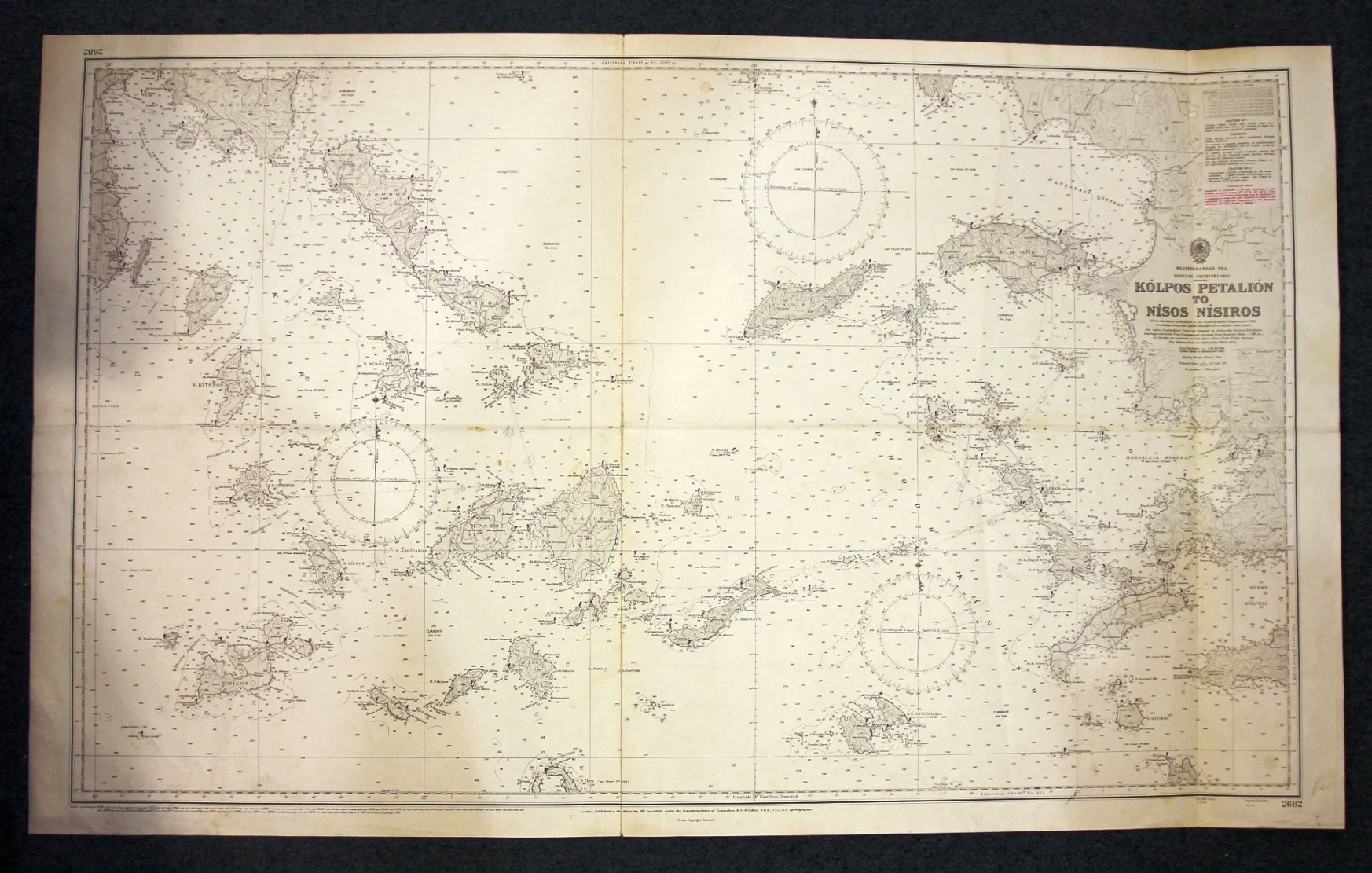 kolpos petalion to nisos nisiros n. 2682 (1981) - Carte nautiche, da pesca…