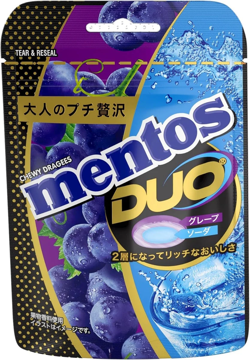 Kracie Foods Mentos Duo Caramelle Grape e Soda 45g Confezione da 10 - WAFUU JAPAN