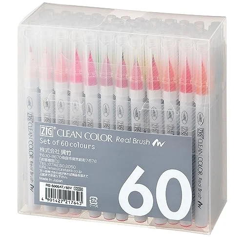 Kuretake: Rotuladores acuarelables ZIG, 60 colores RB-6000AT/60V