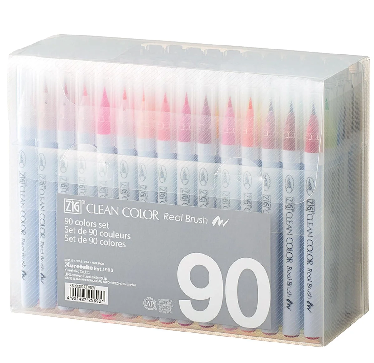 Kuretake Pennarello Aqueo ZIG Clean Color Real Brush 90 Colori RB-6000AT 90V