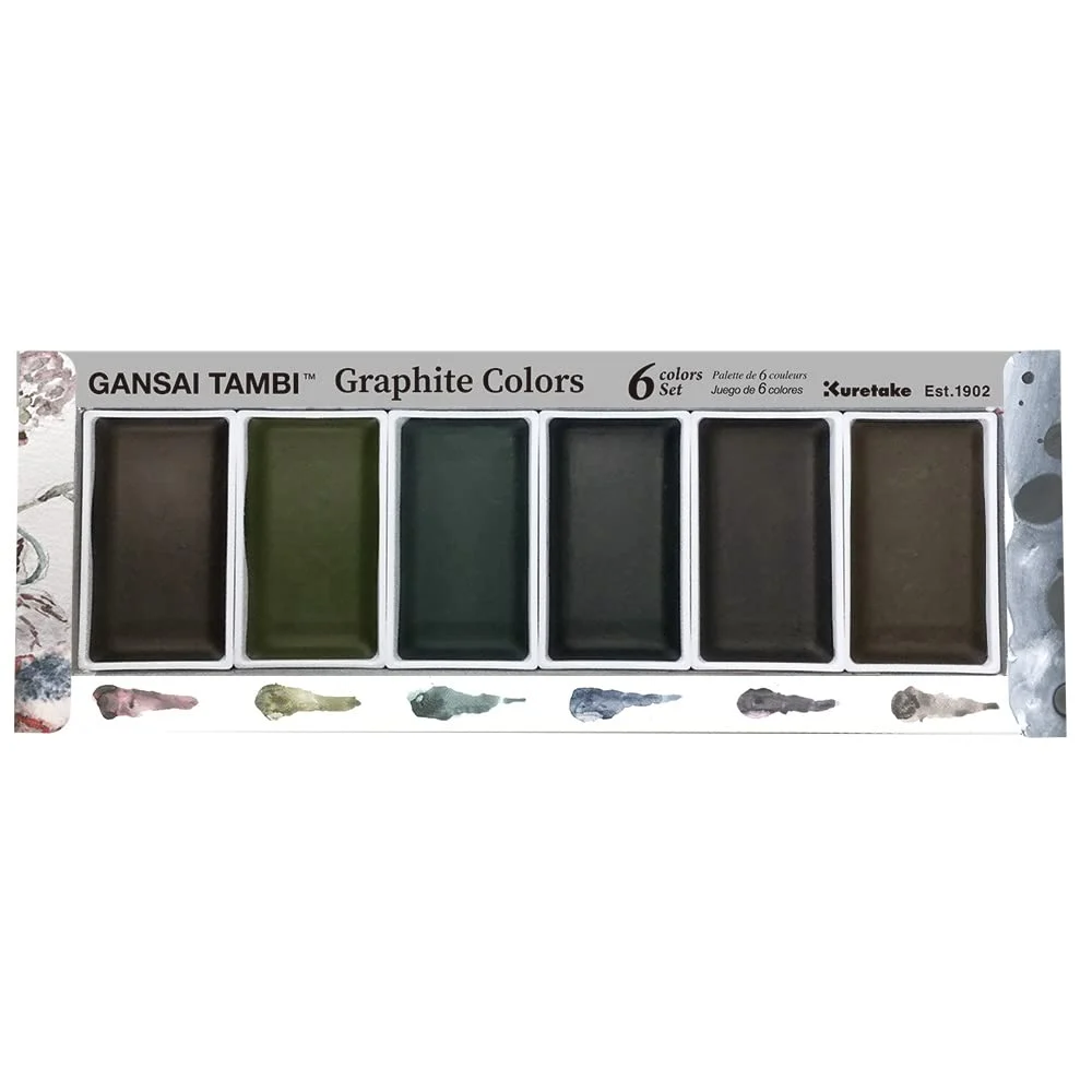 Kuretake Gansai Tambi Set di Acquerelli 6 Colori Grafite MC20GR