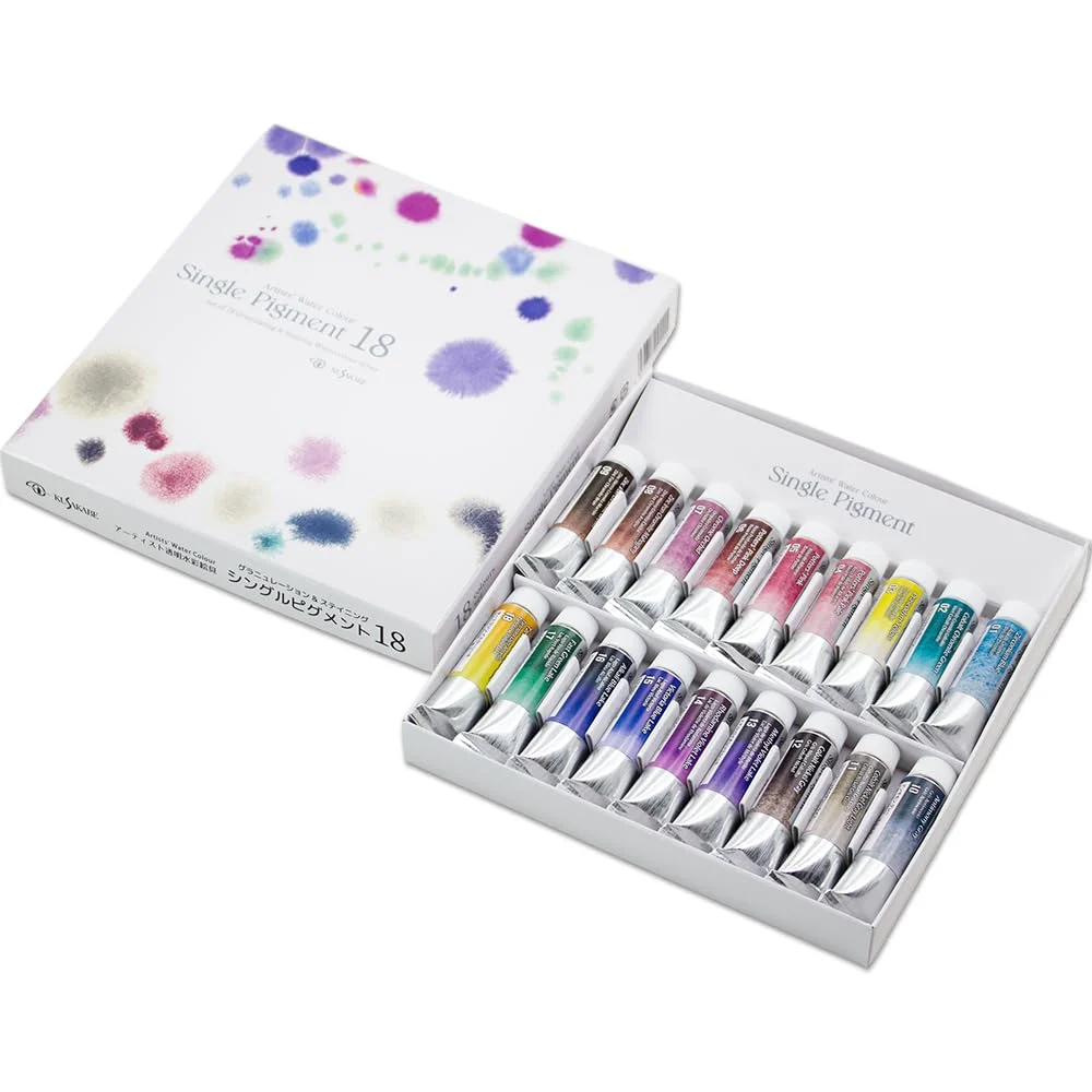 Kusakabe Watercolor Paint Single Pigment Granulation Staining Set 18 Colors 314055