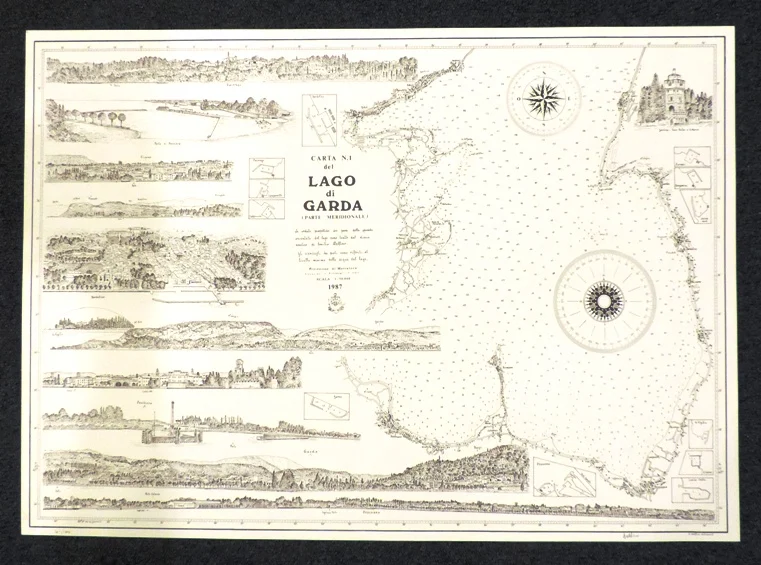 carta – lago di garda n. 1 – parte meridionale, sponda orientale (1987) - Arredamento marinaresco