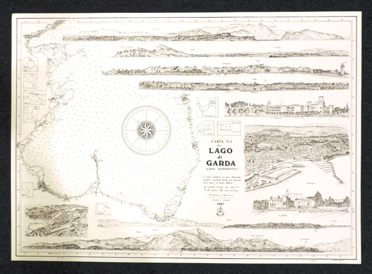 carta – lago di garda n. 2 – parte meridionale, sponde occidentali e meridionali (1987) - Arredamento marinaresco