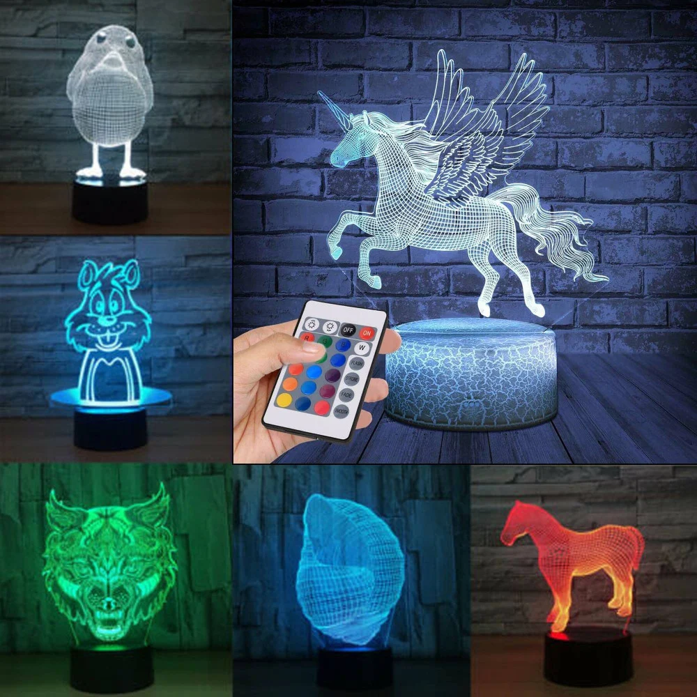 LAMPADA A LED RGB ACRILICO PERSONALIZZATA EFFETTO 3D TELECOMANDO DECORATIVA CASA - TrAdE Shop Traesio