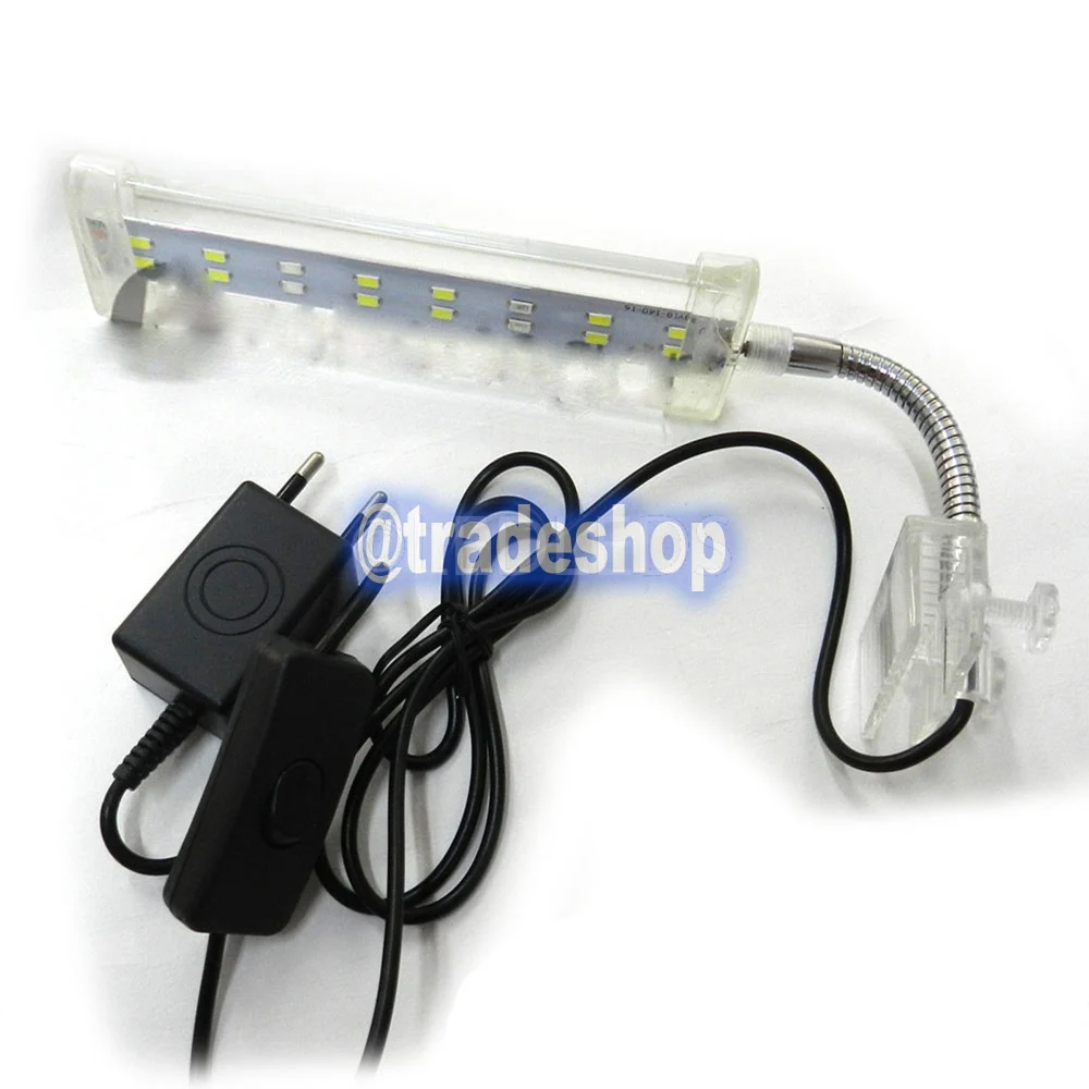 LAMPADA CLIP 16 LED BORDO ILLUMINAZIONE PER ACQUARIO ESTERNA LUCE BIANCA BLU 8W - TrAdE Shop Traesio