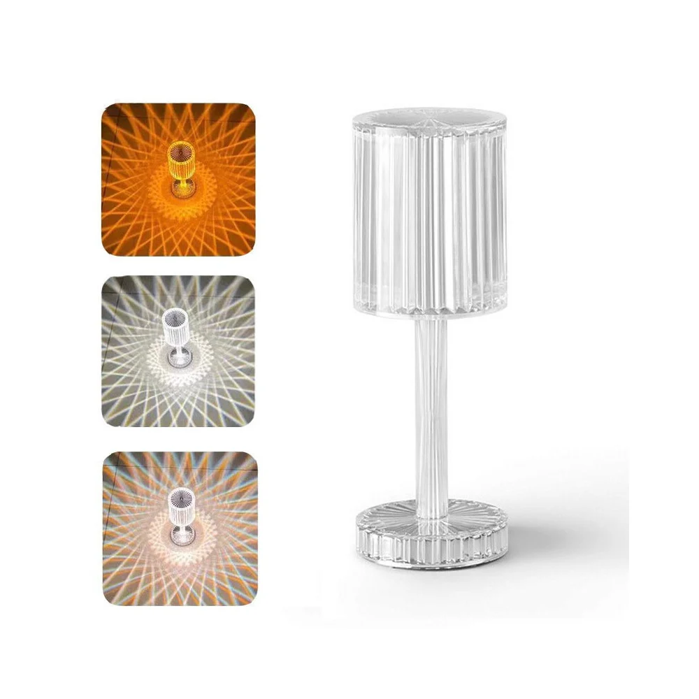 LAMPADA CRISTALLO TOUCH DA TAVOLO A BATTERIE RICARICABILE USB LUCE DIMMERABILE - TrAdE Shop Traesio
