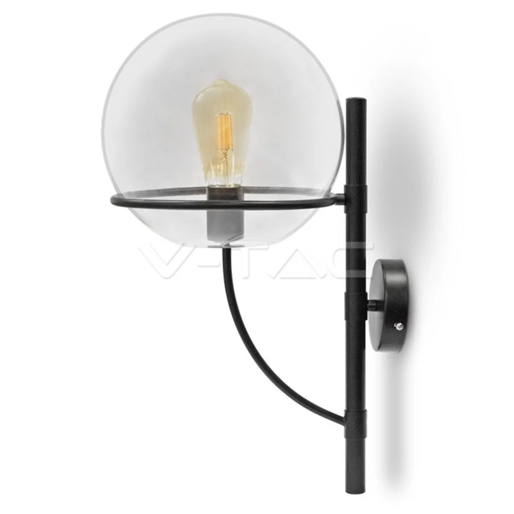 LAMPADA DA PARETE APPLIQUE A MURO FORMA GLOBO VETRO TRASPARENTE ELEGANTE VT-7226