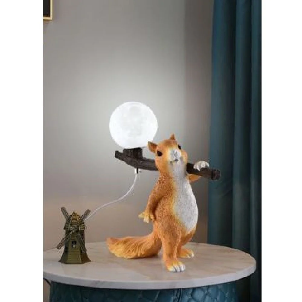 LAMPADA DA TAVOLO DECORATIVA A FORMA DI SCOIATTOLO IN RESINA LUME MODERNO G9 D06 - TrAdE Shop Traesio