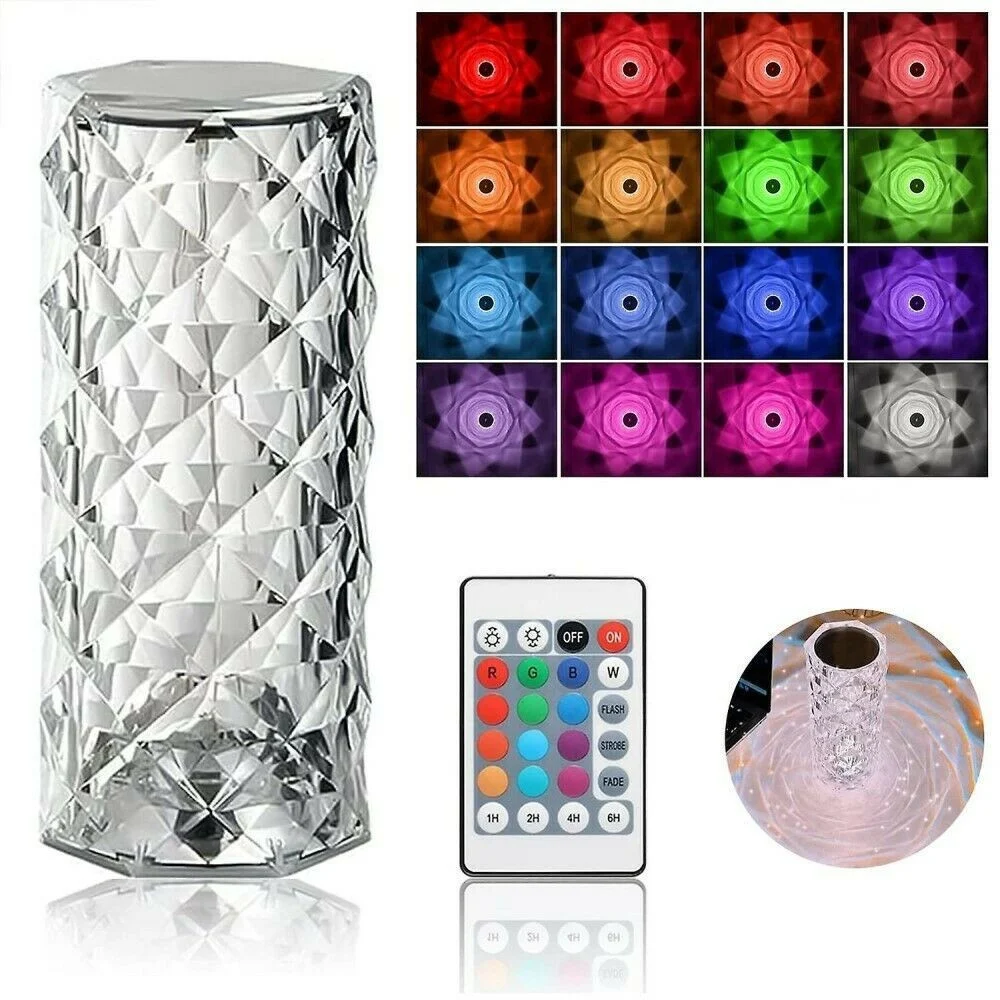 LAMPADA DA TAVOLO LED RICARICABILE USB EFFETTO CRISTALLO TOUCH RGB E TELECOMANDO - TrAdE Shop Traesio