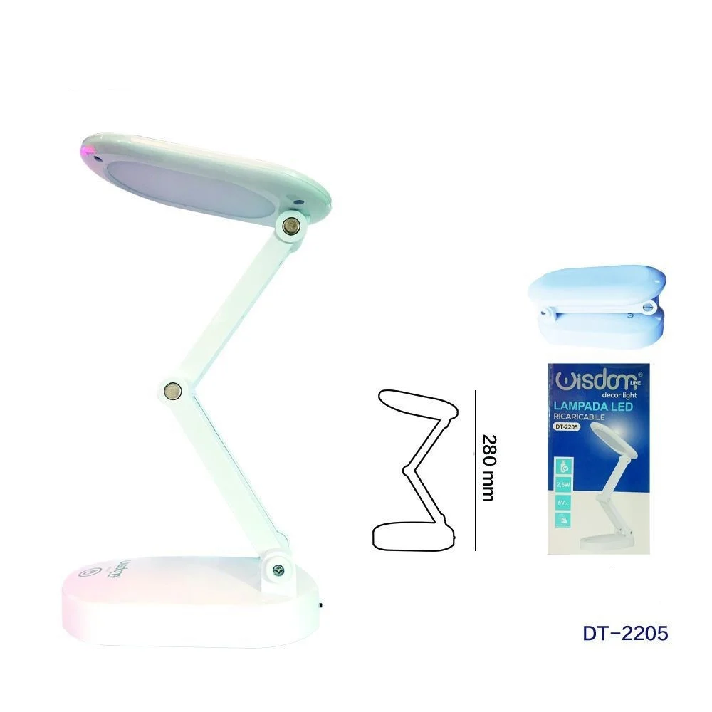 LAMPADA DA TAVOLO LED RICARICABILE USB PIEGHEVOLE RICHIUDIBILE TOUCH 28CM DT2205 - Wisdom