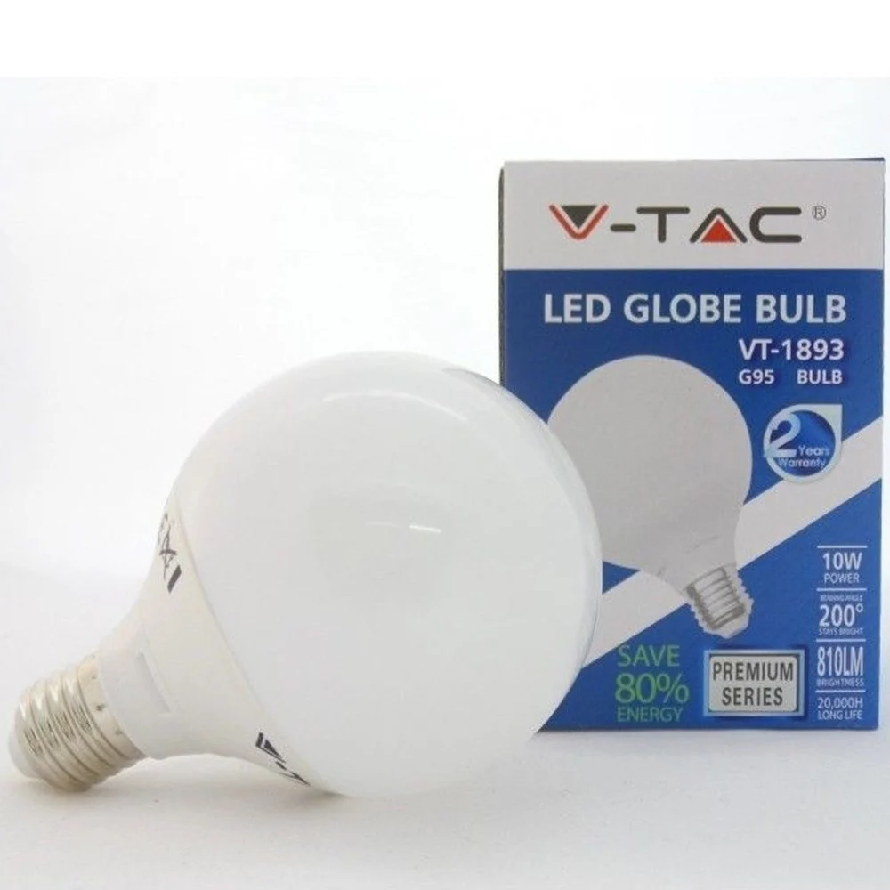 LAMPADA LAMPADINA LED GLOBO SFERA V-TAC LUCE BIANCA FREDDA NATURALE E27 13W