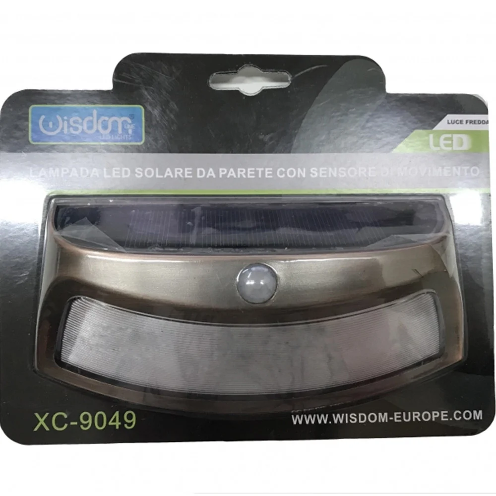 LAMPADA LED DA PARETE A ENERGIA SOLARE CON SENSORE MOVIMENTO APPLIQUE DA ESTERNO - TrAdE Shop Traesio