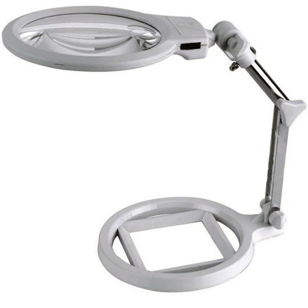 LAMPADA LENTE DI INGRANDIMENTO DA TAVOLO CON LUCE 2 LED PORTATILE 130 MM A 26MM - TrAdE Shop Traesio