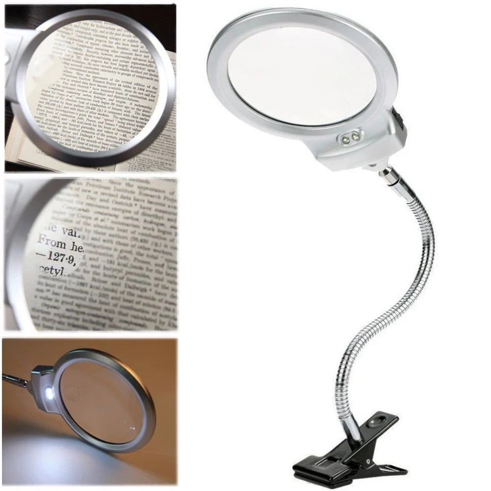 LAMPADA LENTE LED CLIP DA TAVOLO SCRIVANIA UFFICIO INGRANDIMENTO CON PINZA 2 LED - TrAdE Shop Traesio