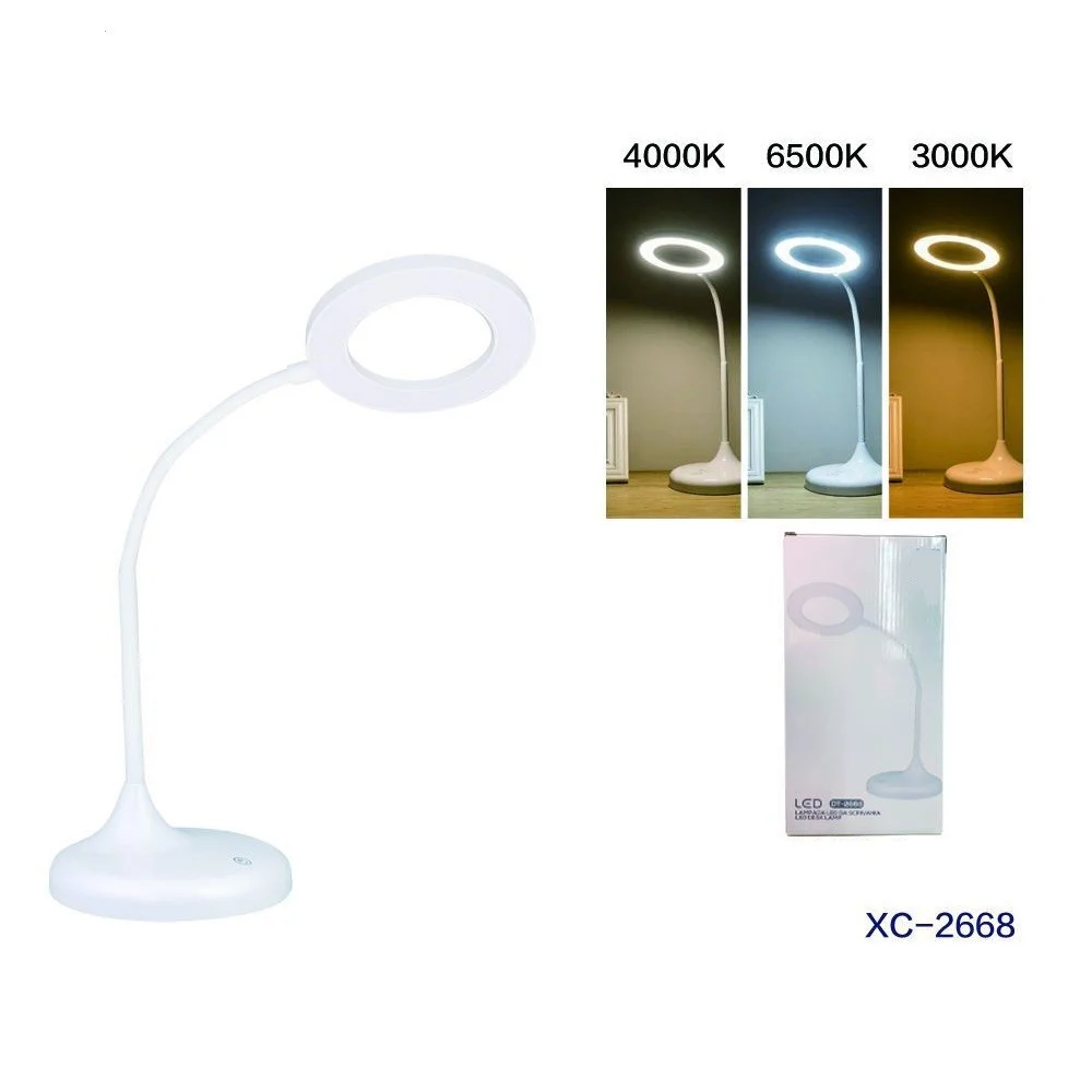 LAMPADA SCRIVANIA CERCHIO LED TOUCH RICARICABILE USB ORIENTABILE MODERNO DT-2668