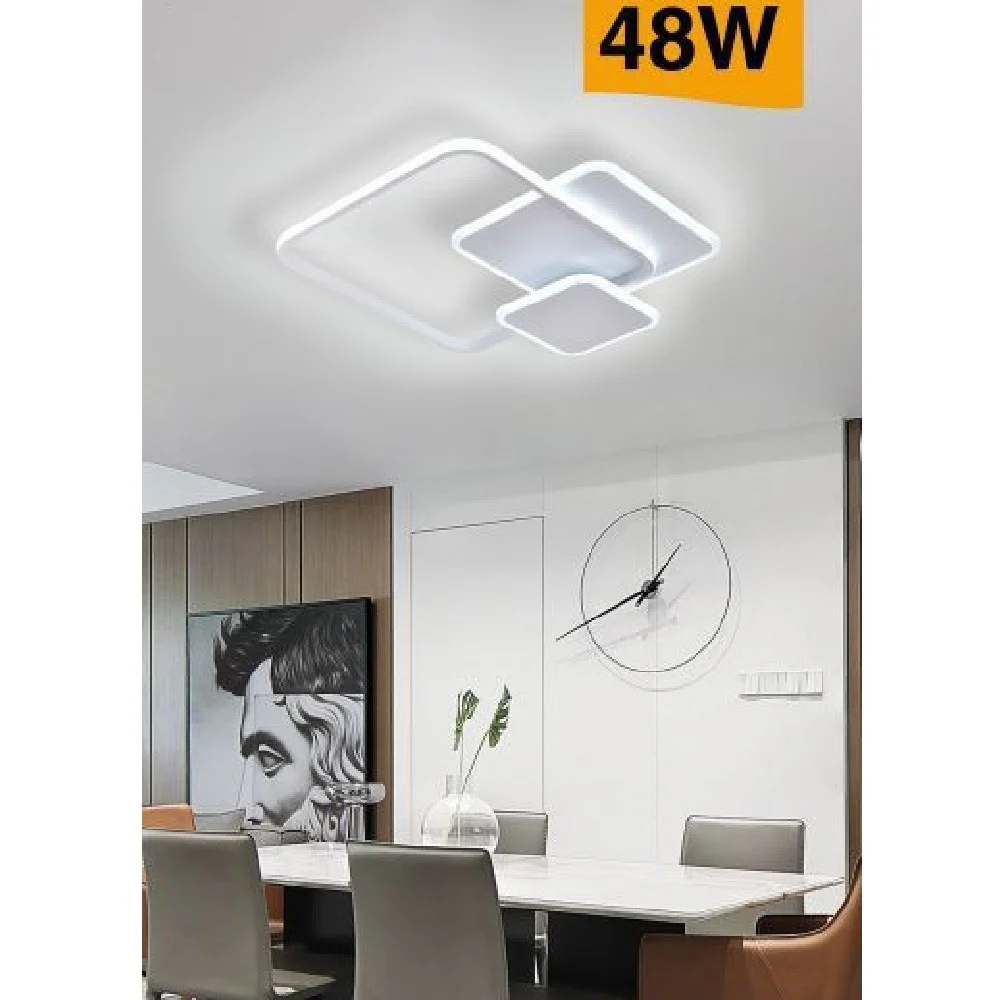 LAMPADA SOFFITTO PLAFONIERA LED 48W MODERNO 3 QUADRATI LUCE 6500K 4000K 3000K C31 - TrAdE Shop Traesio