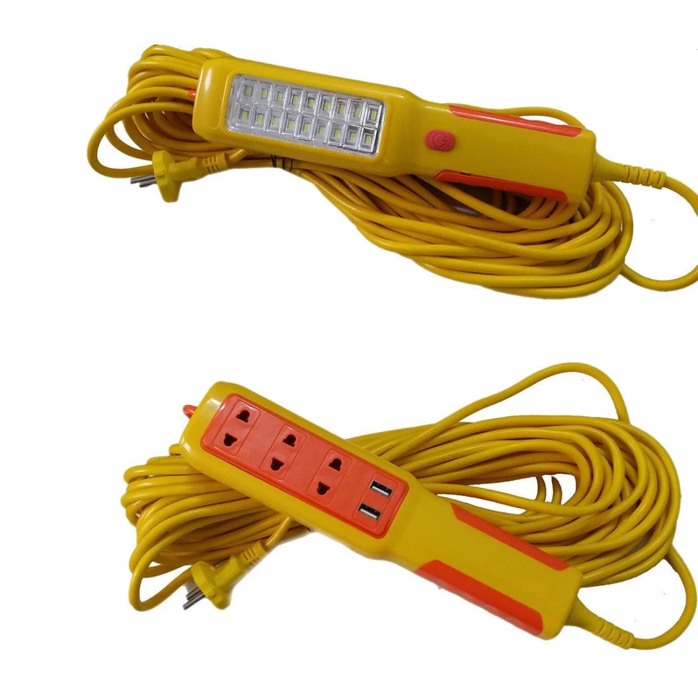 LAMPADA TORCIA 18 LED SMD LAVORO GANCIO 15MT CIABATTA CORRENTE 2 USB 220V - TrAdE Shop Traesio