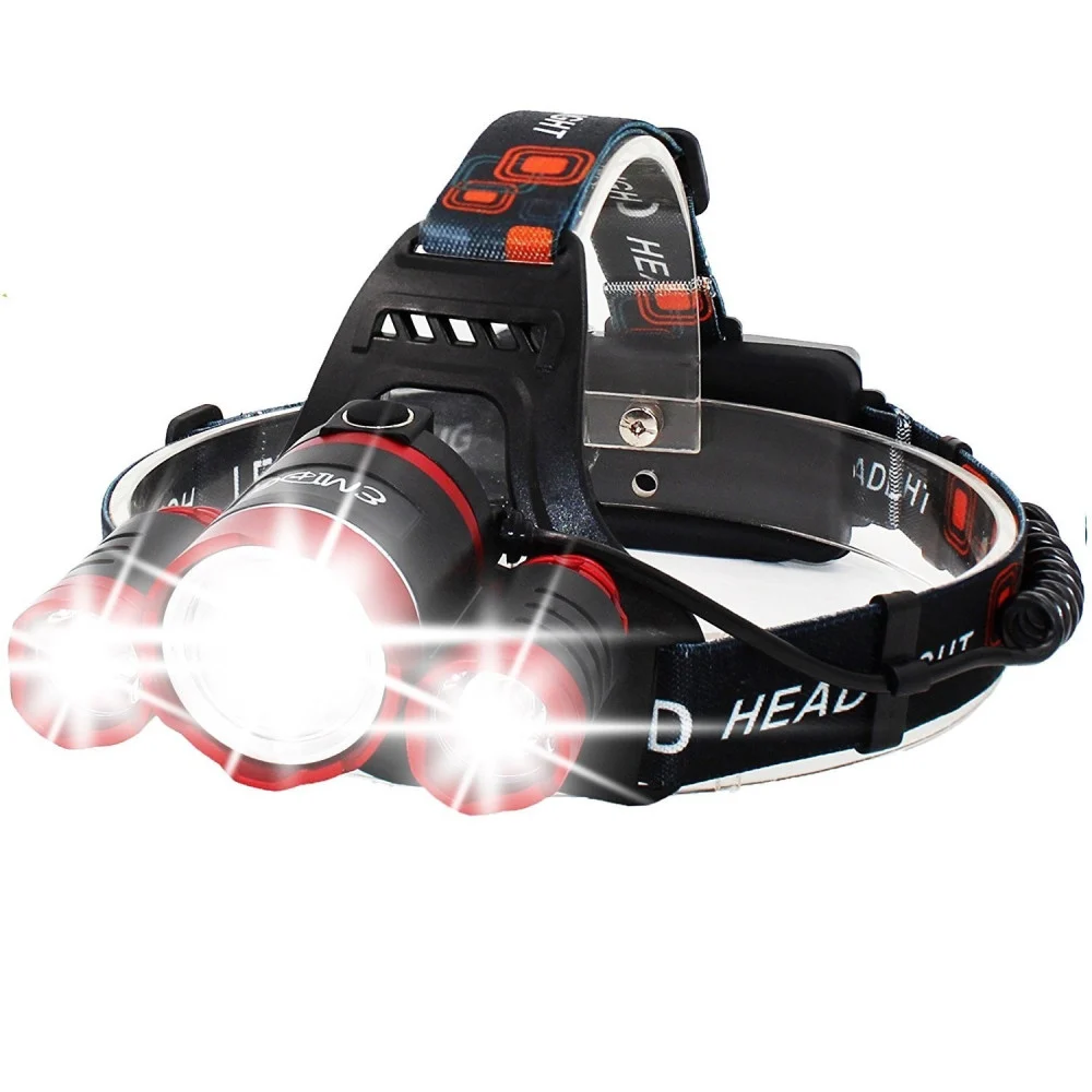 LAMPADA TORCIA FRONTALE LED RICARICABILE 3 LED CREE T6 R5 RJ3000 5000 LUMEN - TrAdE Shop Traesio