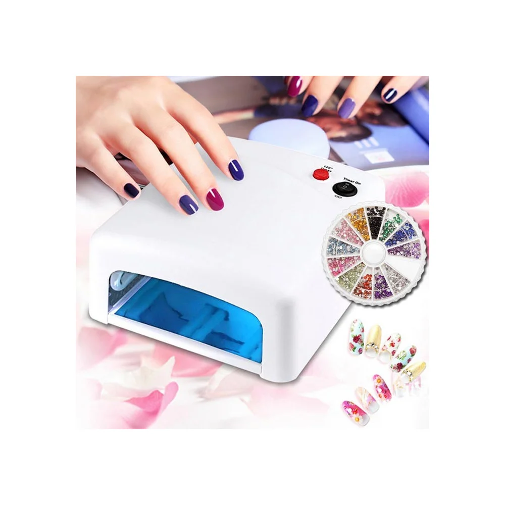 LAMPADA UV RICOSTRUZIONE UNGHIE GEL FORNETTO 36W LED 4 BULBI CON ACCESSORI NAIL - TrAdE Shop Traesio