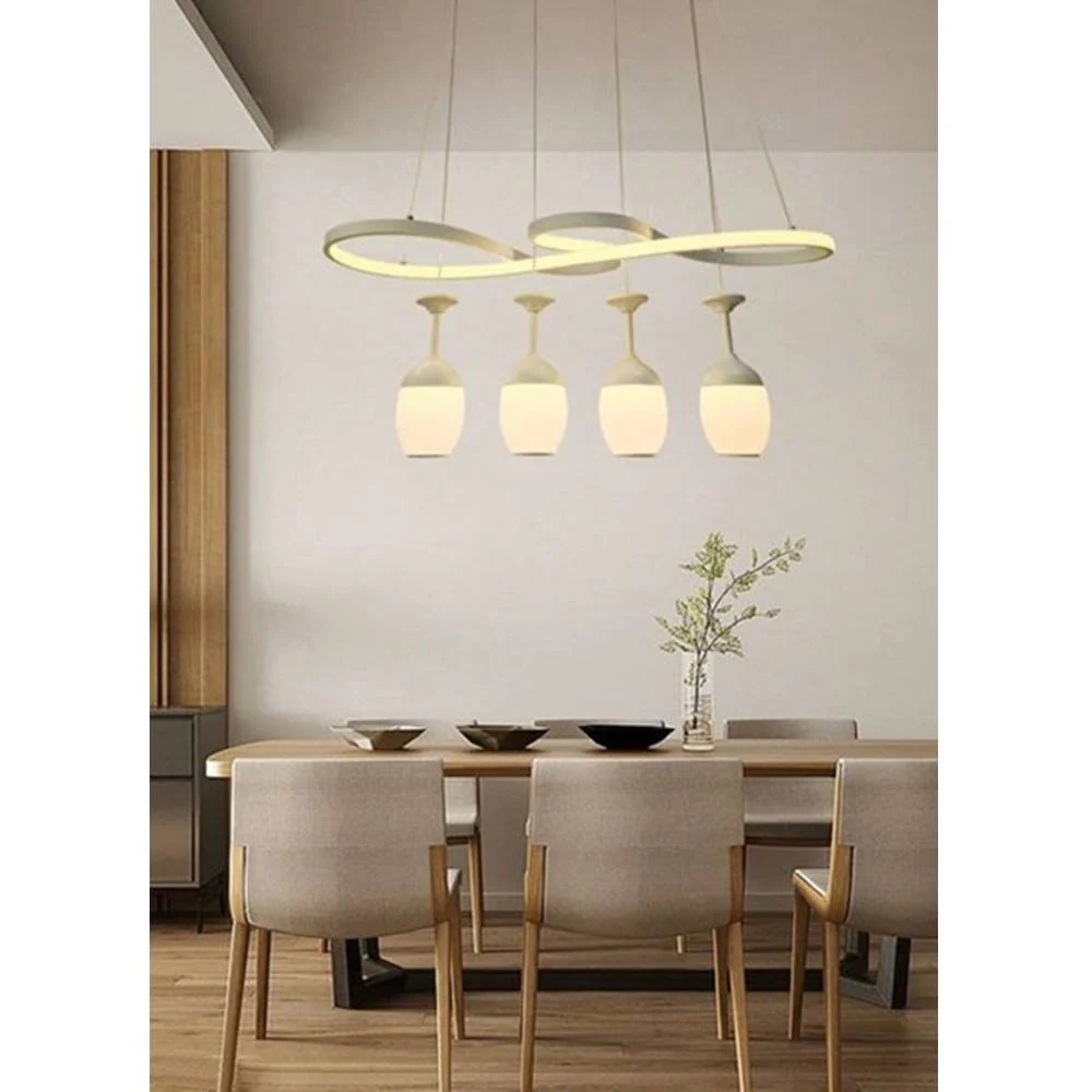 LAMPADARIO A LED CURVE BIANCO 4 PUNTI LUCE 68 WATT LUCE 3000K 4000K 6500K LP-24B