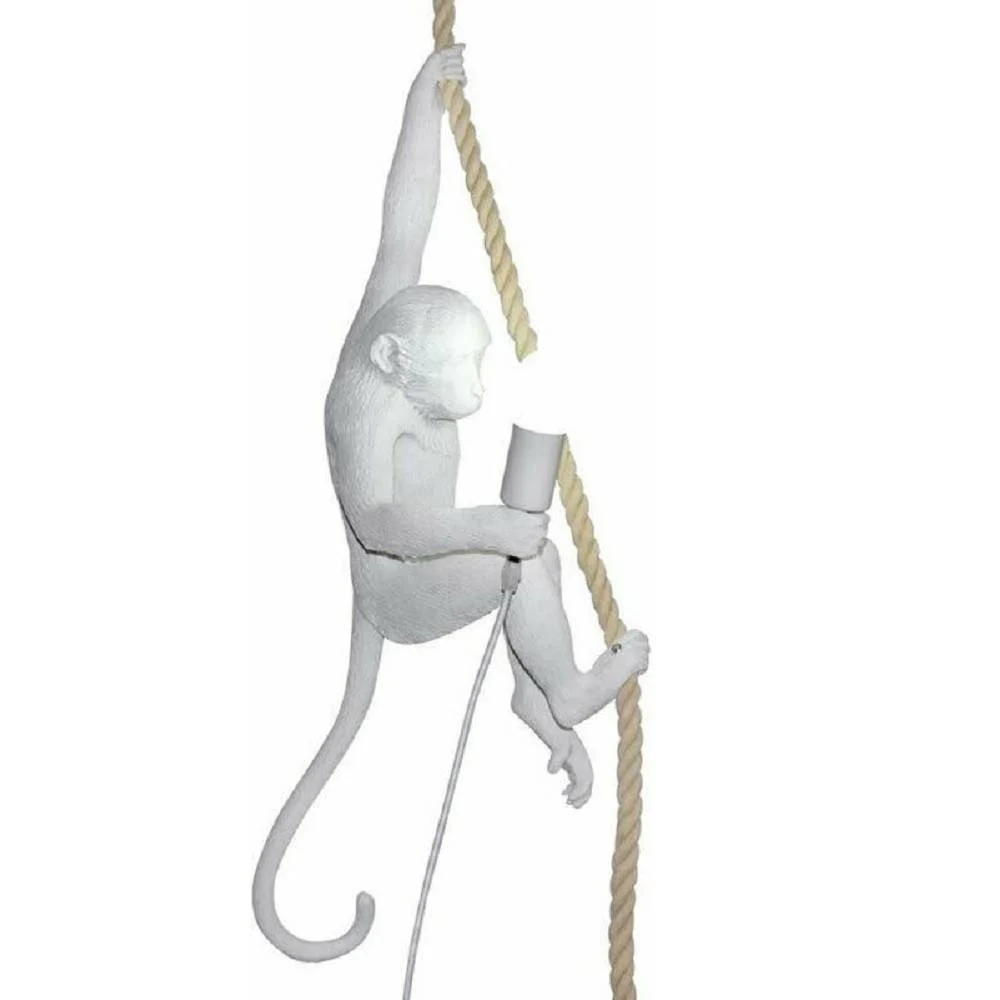 LAMPADARIO A SOSPENSIONE CON CORDA IN CANAPA A FORMA DI SCIMMIA SOFFITTO E27 B46 - TrAdE Shop Traesio