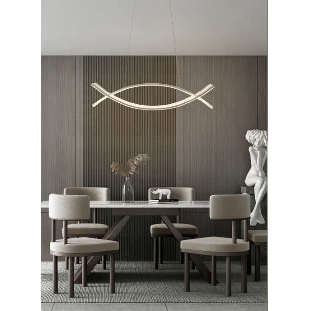 LAMPADARIO A SOSPENSIONE MODERNO 2 LINEE CURVE INCROCIATE LUCE 4000K 6500K LP-27