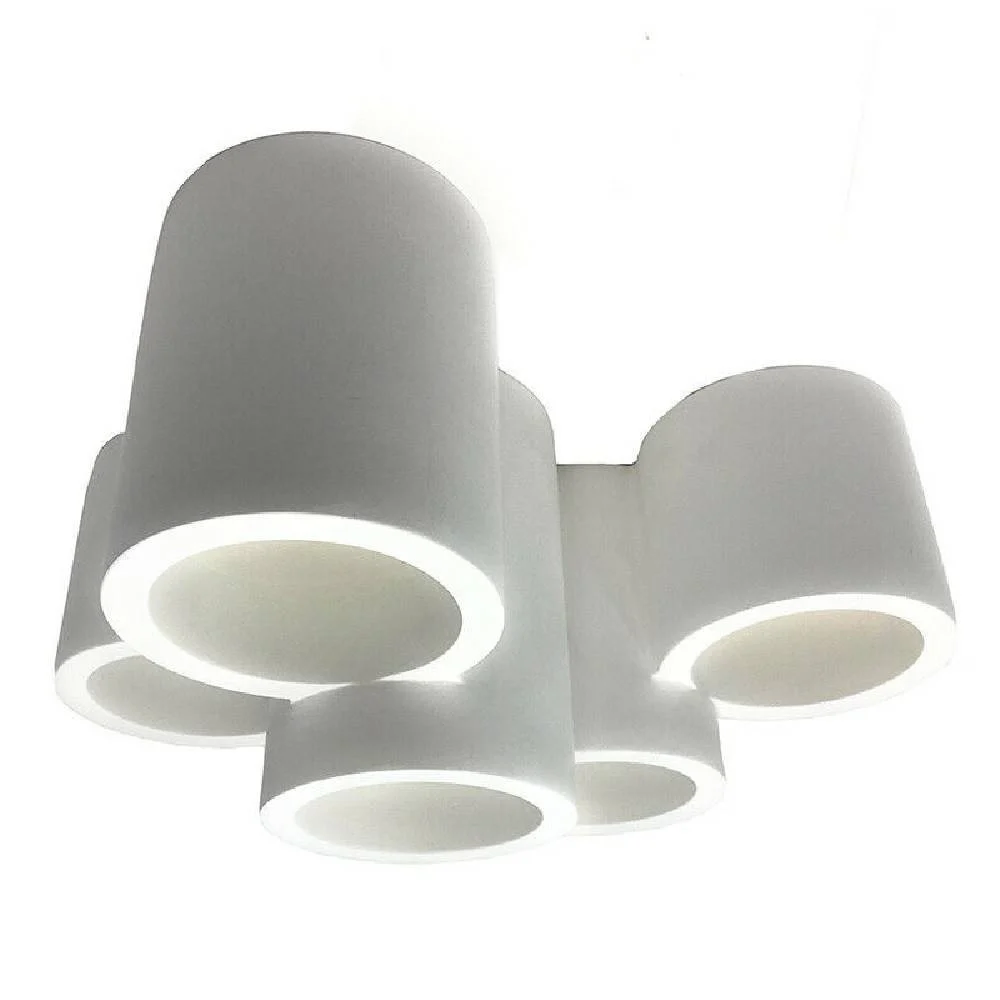 LAMPADARIO IN GESSO 5 CILINDRI VERNICIABILE SOFFITTO LAMPADA FARETTI GU10 GS-C07