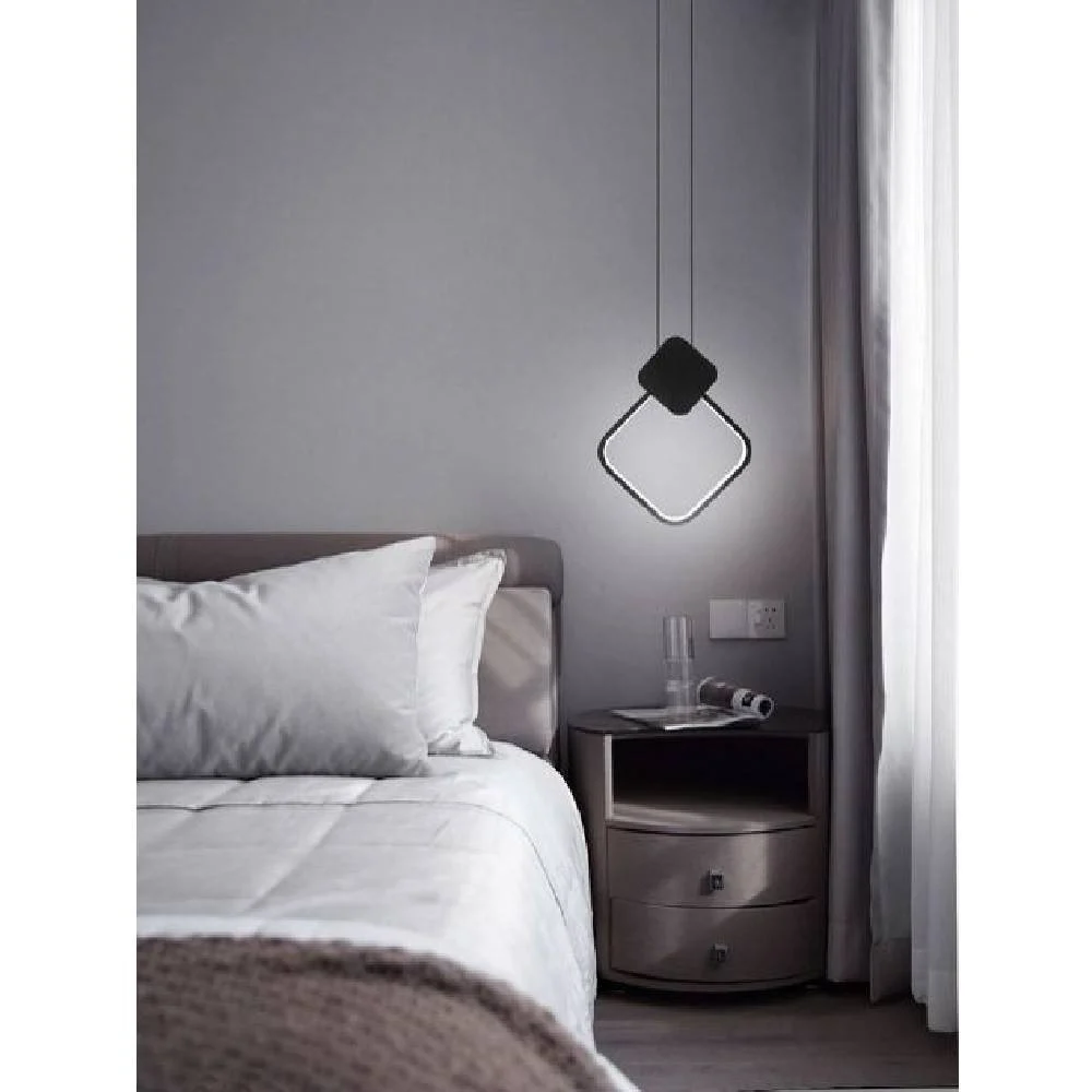 LAMPADARIO LED SOSPENSIONE 12 W METALLO NERO MODERNO LUCE 3000K 4000K 6500K LP-02