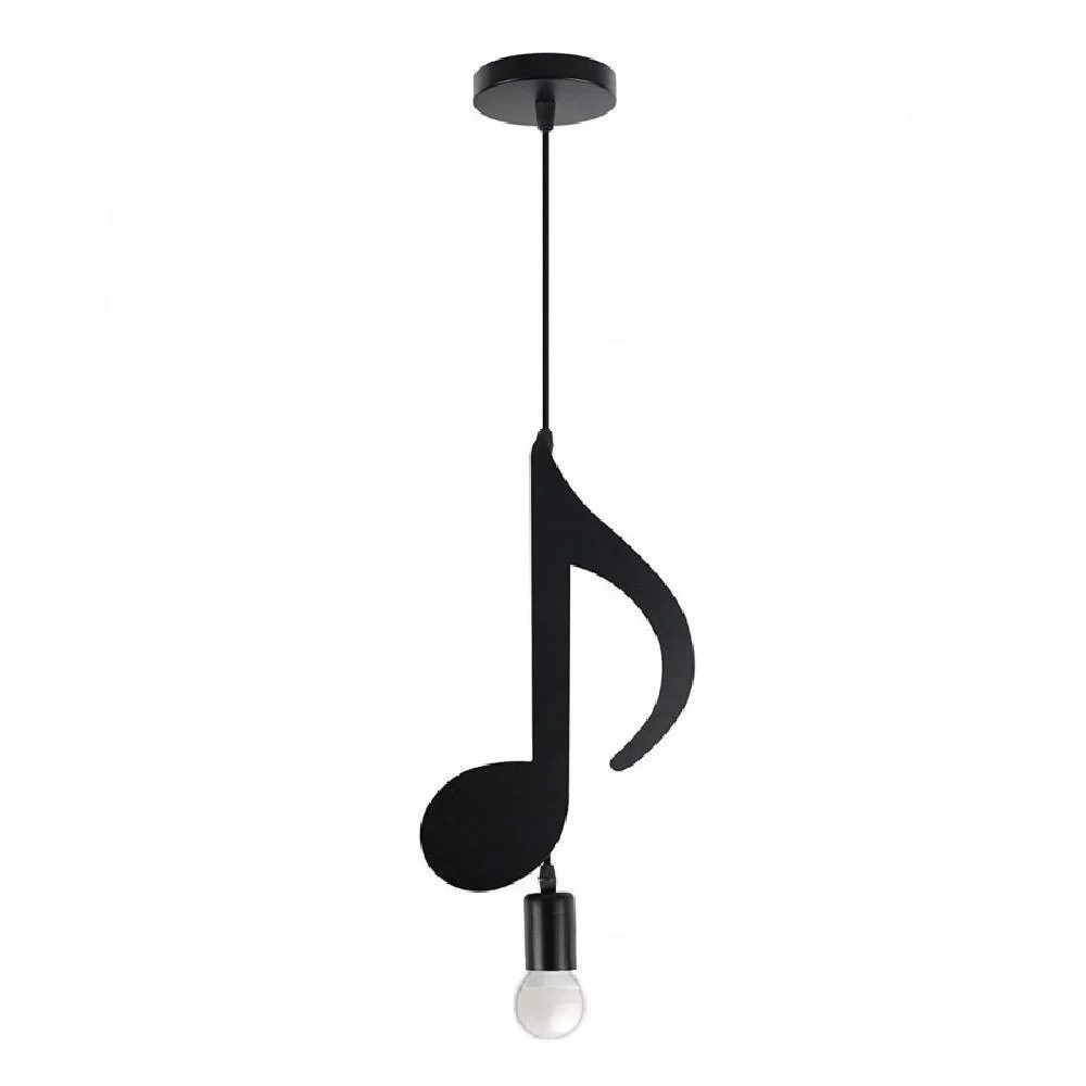 LAMPADARIO PENDENTE A SOSPENSIONE NOTA MUSICALE NOTA CROMA NERO E27 B01-N03