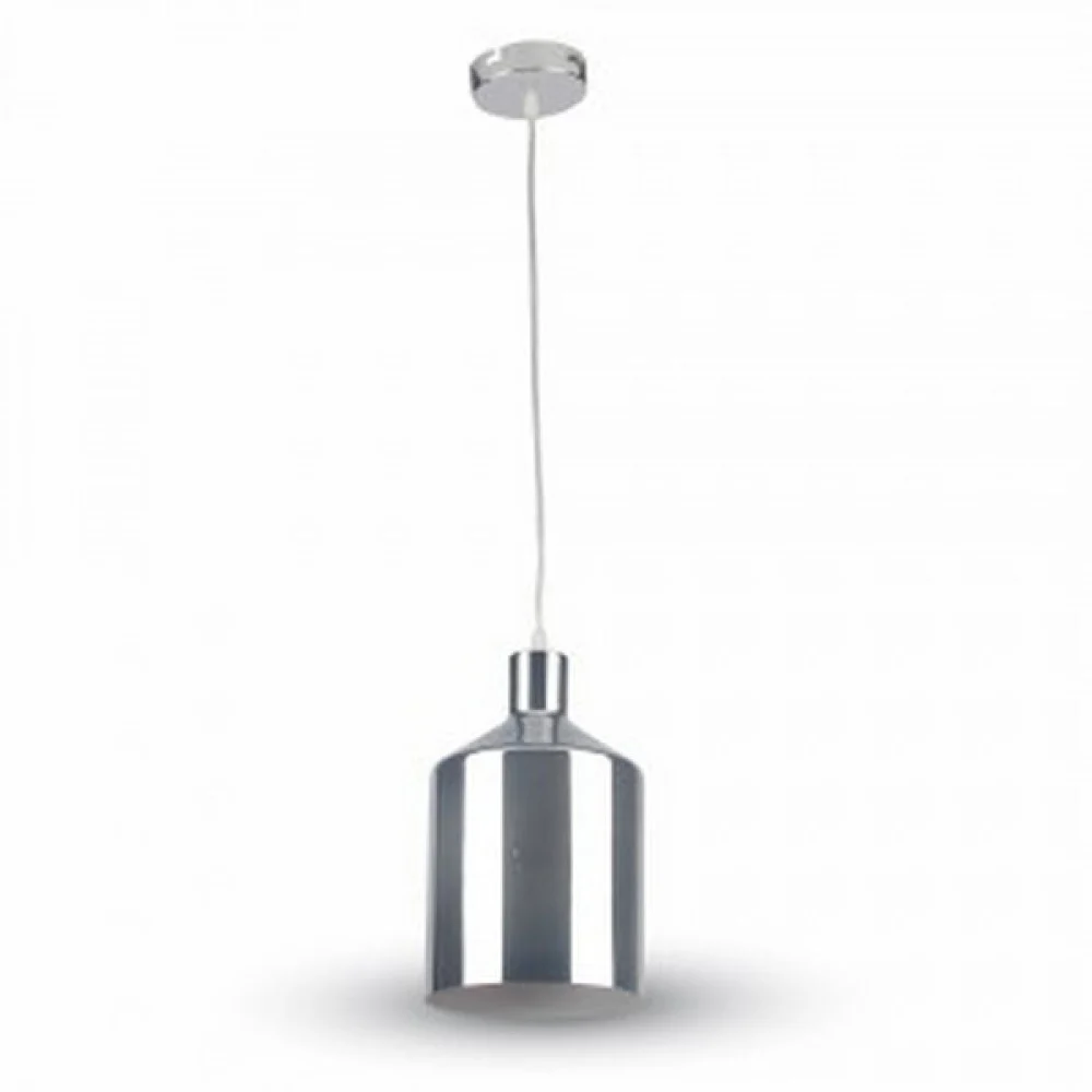 LAMPADARIO PENDENTE LAMPADA A SOSPENSIONE CROMATO A FORMA DI CILINDRO VT-8175