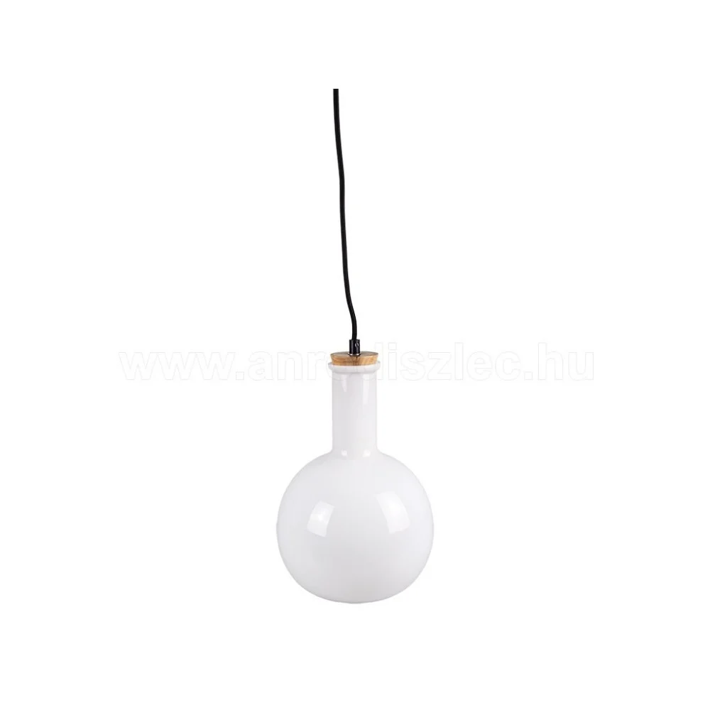 LAMPADARIO PENDENTE LAMPADA A SOSPENSIONE IN LEGNO E VETRO BIANCO CHIARO ROTONDO - TrAdE Shop Traesio