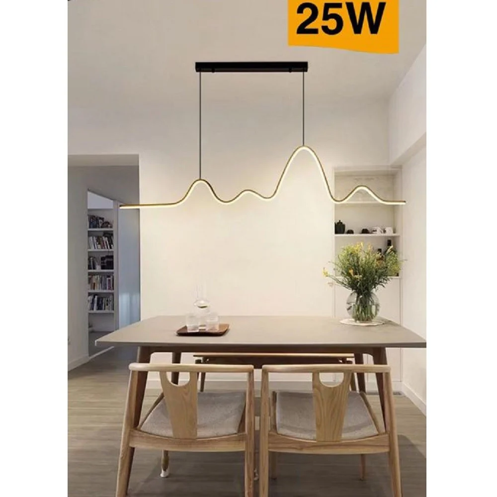 LAMPADARIO SOSPENSIONE LED 25W MODERNO ONDA SFALSATA LUCE 4000K 6500K 3000K B73N - TrAdE Shop Traesio