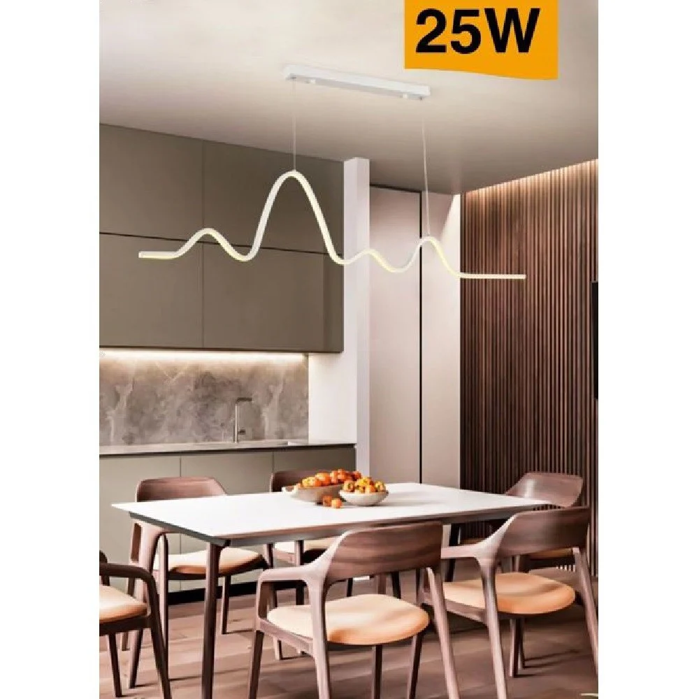 LAMPADARIO SOSPENSIONE LED MODERNO ONDA SFALSATA 25W LUCE 6500K 3000K 4000K B73B - TrAdE Shop Traesio