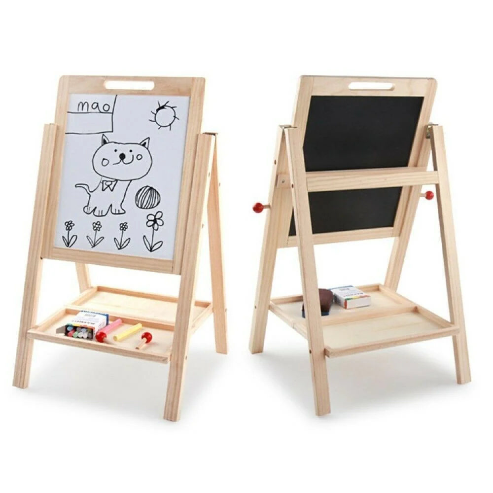 LAVAGNA 2 LATI IN LEGNO PER BAMBINI CAVALLETTO PITTORE GESSETTI PENNARELLI SCUOLA - TrAdE Shop Traesio