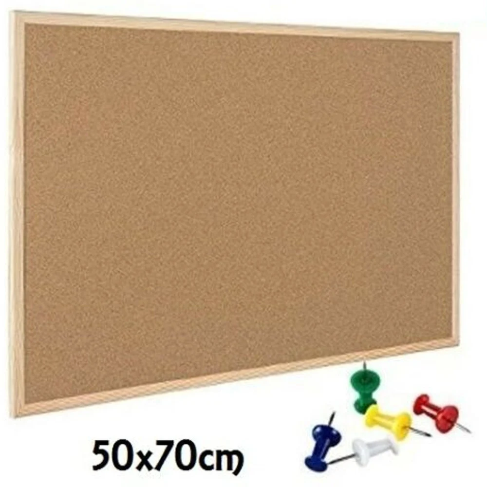LAVAGNA BACHECA IN SUGHERO CON CORNICE IN LEGNO 50X70CM APPUNTI FOTO + SPILLI - TrAdE Shop Traesio