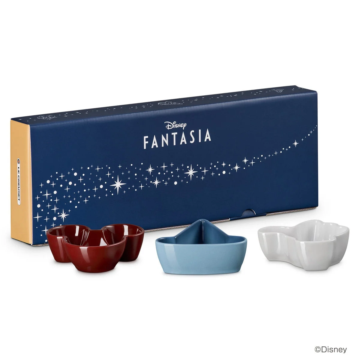 Le Creuset set di mini piatti 3 pezzi Fantasia White Luster Chambray Garnet