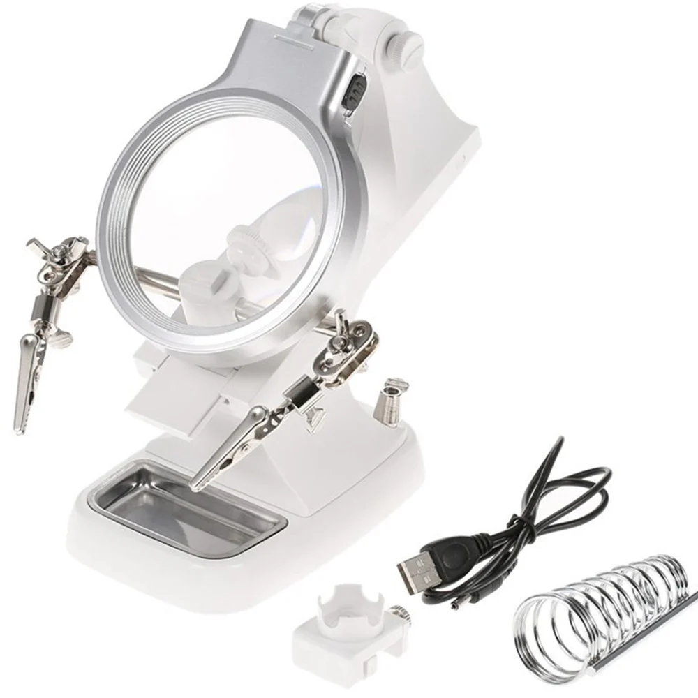 LENTE INGRANDIMENTO PINZE DA TAVOLO LUCE LED RIPARAZIONI SALDATURE ORIENTABILE - TrAdE Shop Traesio