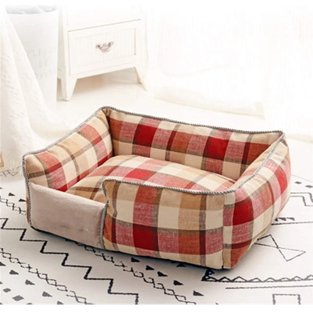LETTO PER CANI TRASPIRANTE COTONE LAVABILE DIVANO TG.XL 76 X 71 CM GRIGLIA ROSSA - TrAdE Shop Traesio