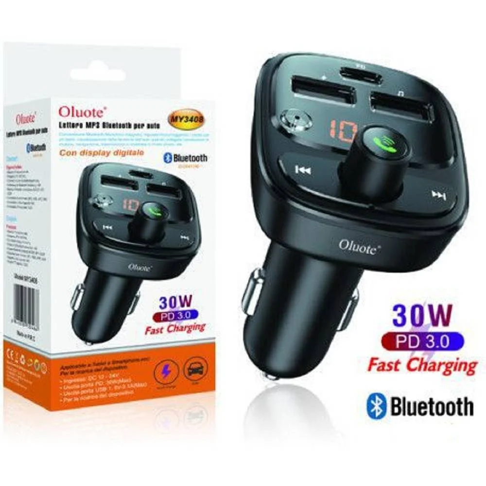 LETTORE MP3 BLUETOOTH PER AUTO 30 W DISPLAY LCD DC ACCENDISIGARI 12V 24V MY3408 - Linq